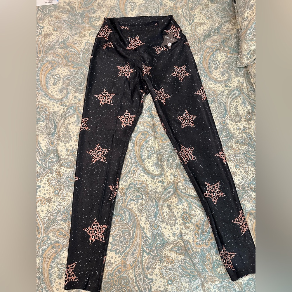 NWT PixieLane Starry Black Leopard Print Leggings